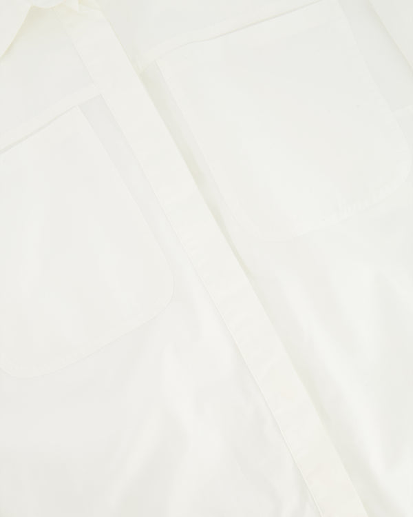 Fendi White Long-Sleeve Shirt Dress with Pockets and Logo Detail Size IT 42 (UK 10)