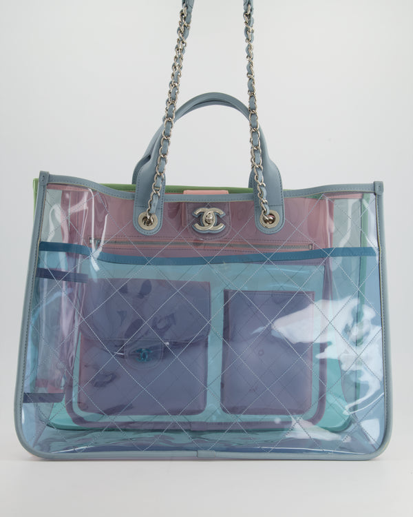 *RARE* Chanel Multicolour Quilted Vinyl Coco Splash Shopping Bag in PVC, Lambskin Leather and Silver Hardware
