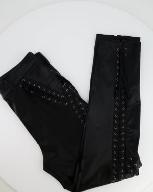 Dolce & Gabbana Black Satin Laced-Up Trousers Size IT 42 (UK 10)