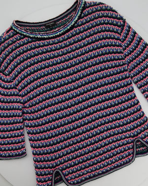 *FIRE PRICE* Chanel Pink, Black Metallic Green Mid-Sleeve Top FR 38 (UK 10)