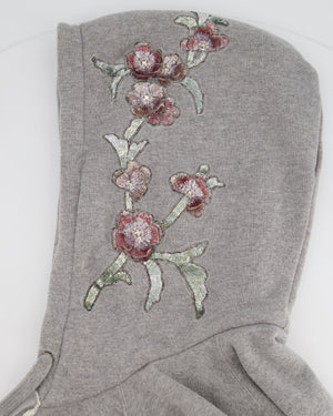 Gucci Grey 'Blind For Love' Hoodie With Embroidery and Distressed Details Size S (UK 8)