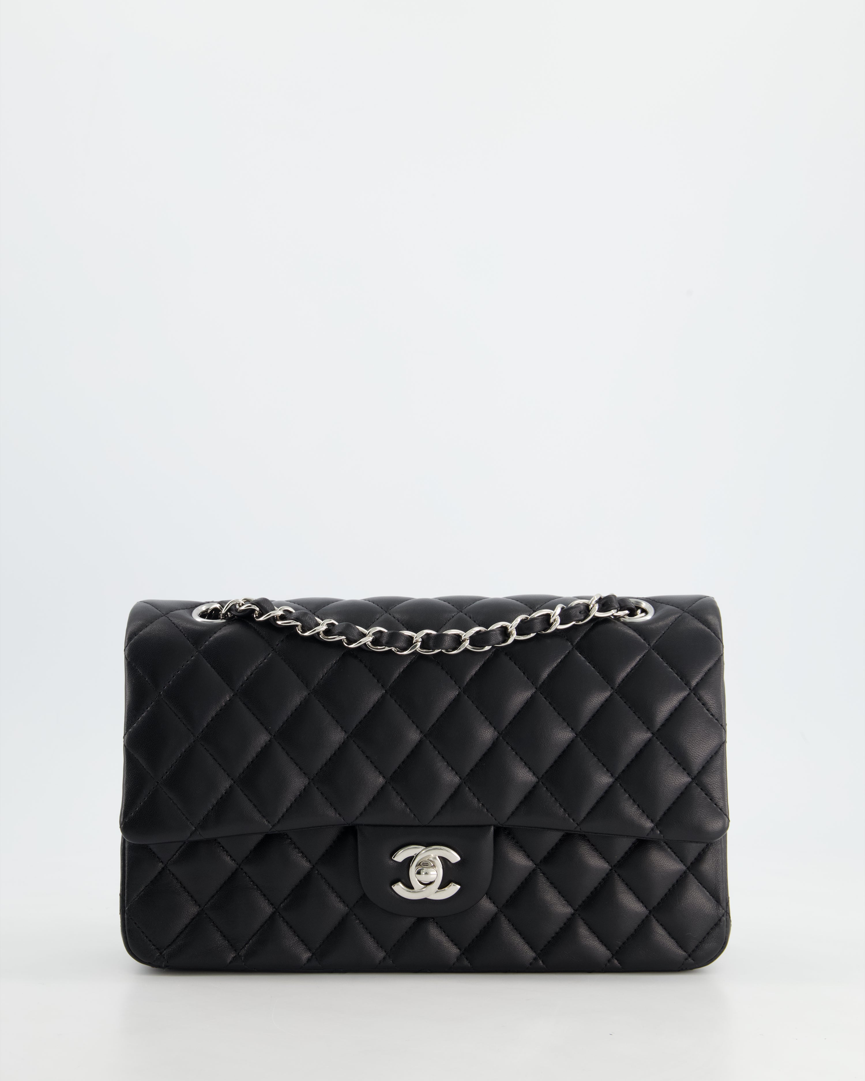 Black chanel lambskin bag best sale