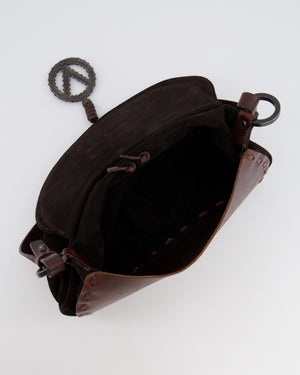 Valentino Brown Vintage Suede and Leather Bag with Logo Detail