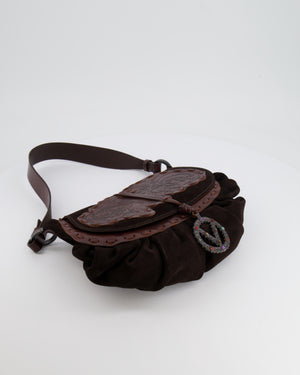 Valentino Brown Vintage Suede and Leather Bag with Logo Detail