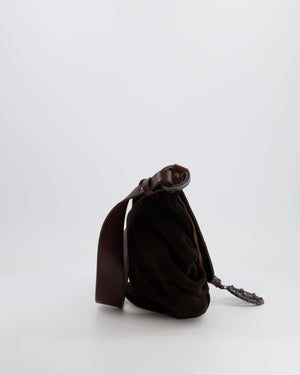 Valentino Brown Vintage Suede and Leather Bag with Logo Detail