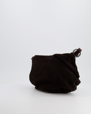 Valentino Brown Vintage Suede and Leather Bag with Logo Detail
