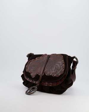 Valentino Brown Vintage Suede and Leather Bag with Logo Detail