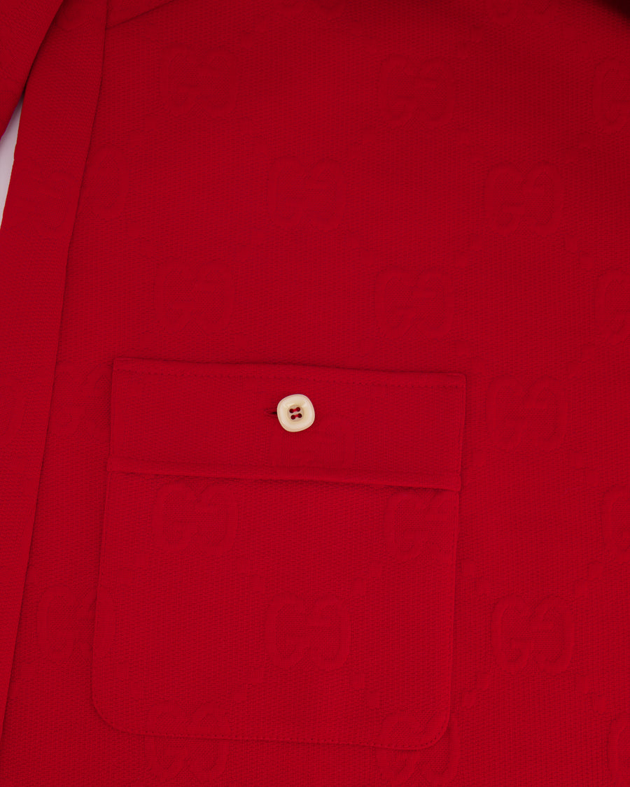 Gucci Red GG Logo-Embossed High-Neck Jersey Mini Dress Size M (UK 10) RRP £1,000