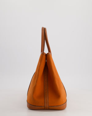 Hermès Garden Party 30cm Bag in Potiron Orange Canvas and Terre Battue Negonda Leather with Palladium Hardware