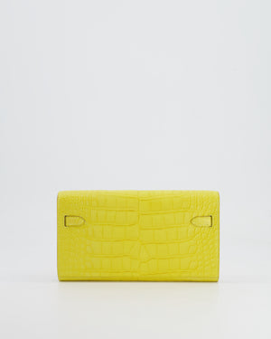 *RARE* Hermès Kelly To Go Bag in Jaune Mimosa Alligator Mississippiensis Leather with Gold Hardware