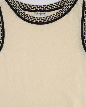 Chanel 04A Cashmere Midi Dress and Longline Cardigan Set With Grey Trim Detail FR 36 (UK 8)