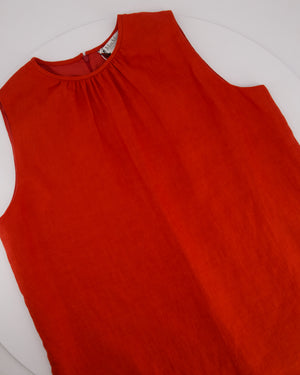 Max Mara Red Linen Sleeveless Top and Trouser Set with Fringing Size IT 48 (UK 16)