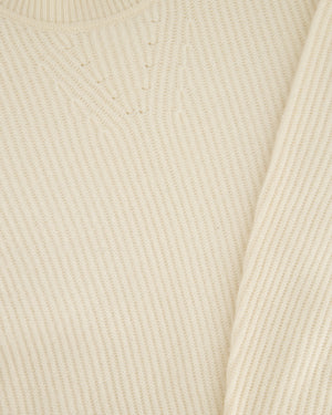 Rag & Bone Cream Round Neck Long-Line Knitted Jumper Size S (UK 8)