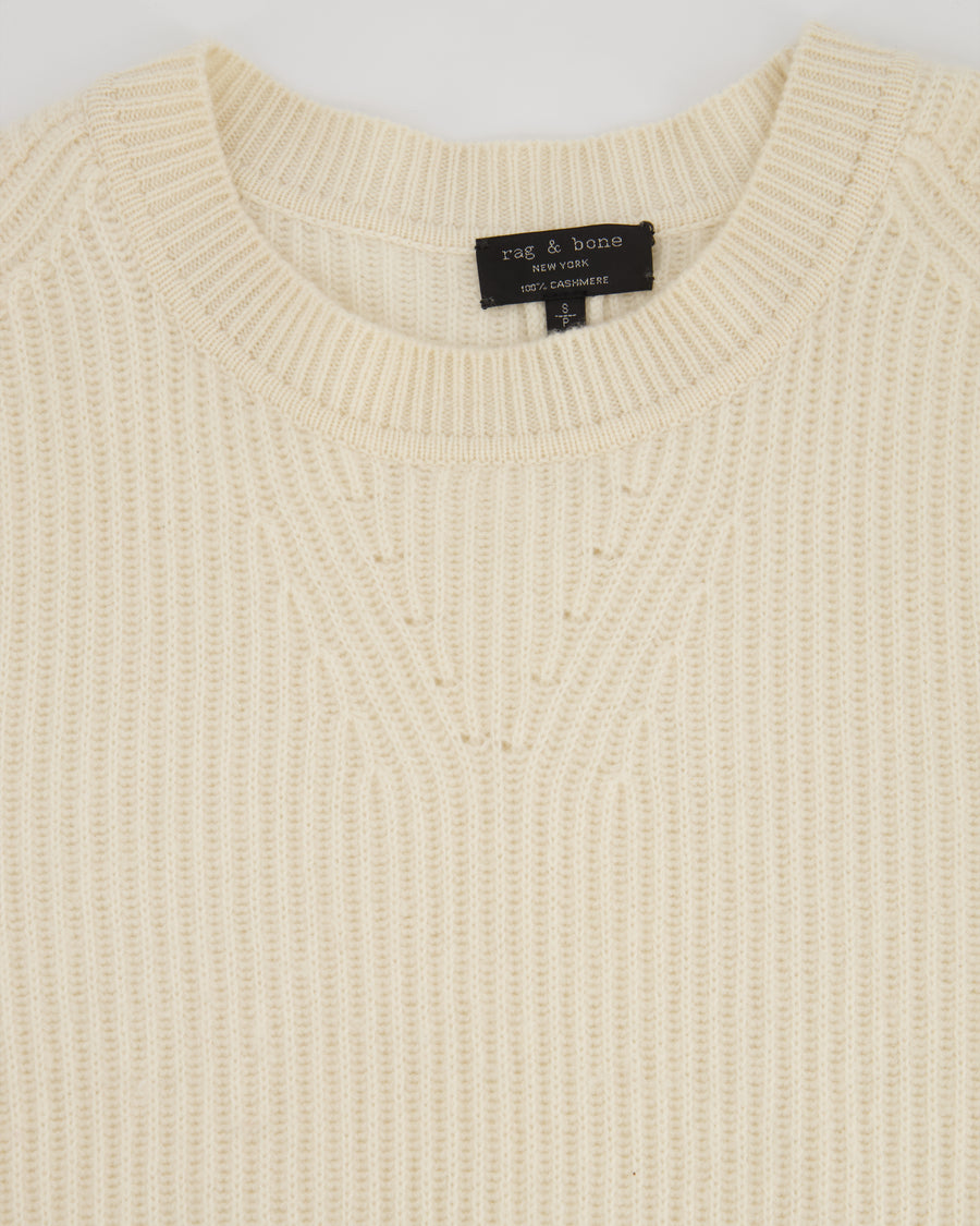 Rag & Bone Cream Round Neck Long-Line Knitted Jumper Size S (UK 8)