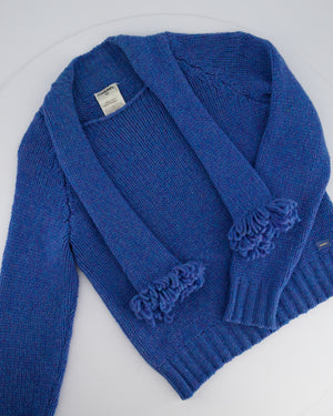 Chanel 01/A Blue Wool Jumper With Scarf Tie and Sparkle Detail Size FR 38 (UK 10)