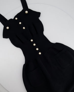 Chanel Black Knit Sleeveless Dress with Pearl Button Details Size FR 38 (UK 10)