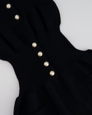 Chanel Black Knit Sleeveless Dress with Pearl Button Details Size FR 38 (UK 10)