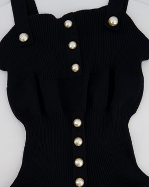 Chanel Black Knit Sleeveless Dress with Pearl Button Details Size FR 38 (UK 10)
