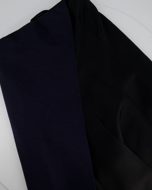 Christian Dior Vintage Black and Navy Silk Pannelled Strapless Midi Dress Size FR 38 (UK 10)