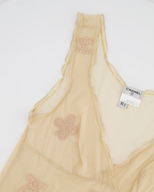 Chanel 03P Beige Lingerie Top with CC Logo and Perfume Embroideries Size FR 36 (UK 8)