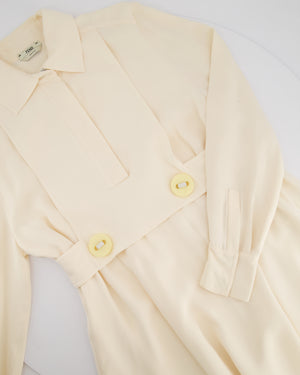 Fendi Cream Long Sleeve Mini Dress with Big Button Details Size IT 40 (UK 8)