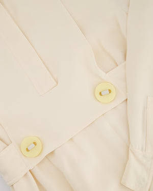 Fendi Cream Long Sleeve Mini Dress with Big Button Details Size IT 40 (UK 8)