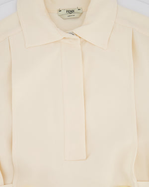 Fendi Cream Long Sleeve Mini Dress with Big Button Details Size IT 40 (UK 8)