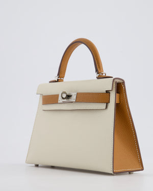 Hermès HSS Mini Kelly II 20 Bag In Craie and Gold Epsom Leather with Palladium Hardware