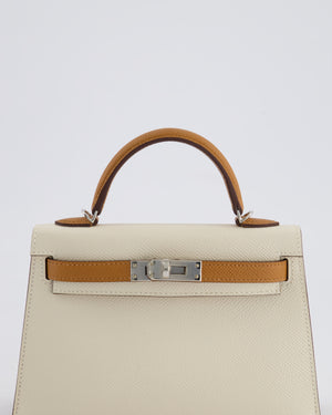 Hermès HSS Mini Kelly II 20 Bag In Craie and Gold Epsom Leather with Palladium Hardware