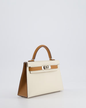 Hermès HSS Mini Kelly II 20 Bag In Craie and Gold Epsom Leather with Palladium Hardware