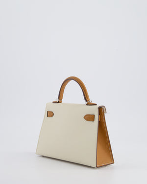 Hermès HSS Mini Kelly II 20 Bag In Craie and Gold Epsom Leather with Palladium Hardware