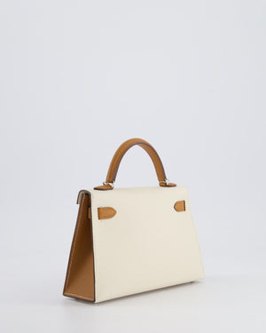 Hermès HSS Mini Kelly II 20 Bag In Craie and Gold Epsom Leather with Palladium Hardware