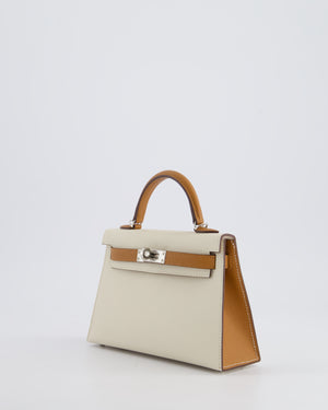 Hermès HSS Mini Kelly II 20 Bag In Craie and Gold Epsom Leather with Palladium Hardware