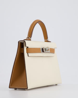 Hermès HSS Mini Kelly II 20 Bag In Craie and Gold Epsom Leather with Palladium Hardware