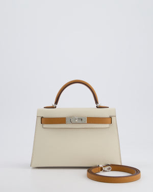 Hermès HSS Mini Kelly II 20 Bag In Craie and Gold Epsom Leather with Palladium Hardware