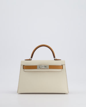 Hermès HSS Mini Kelly II 20 Bag In Craie and Gold Epsom Leather with Palladium Hardware