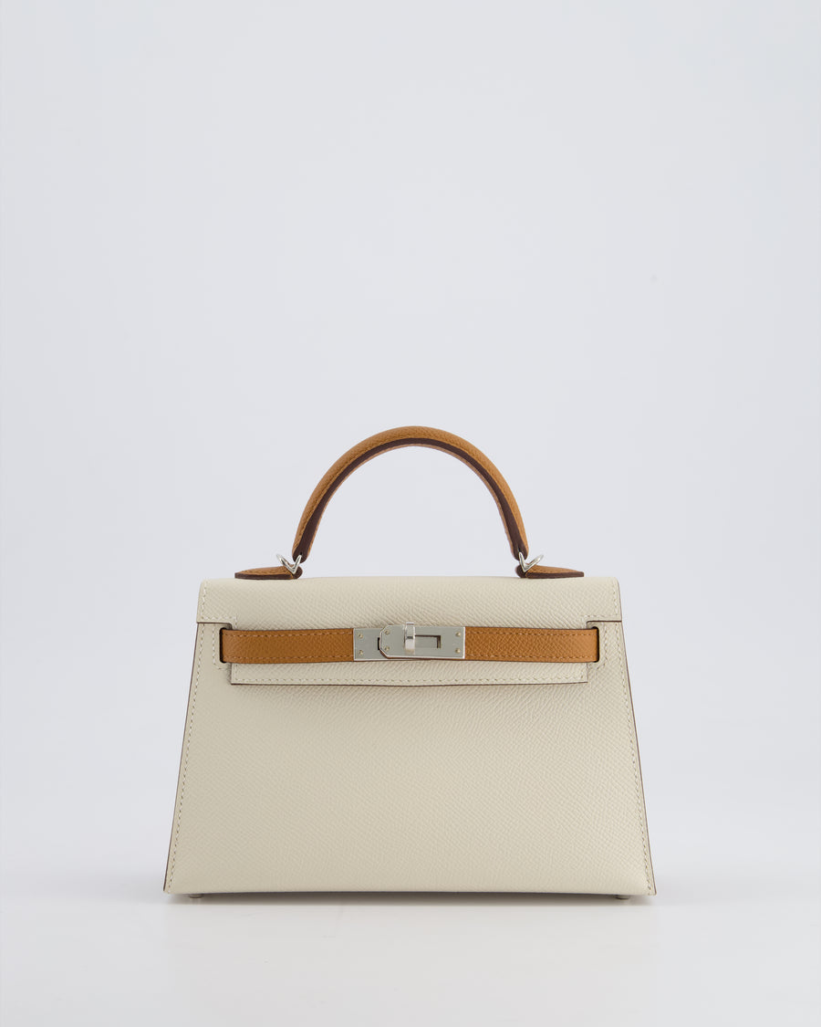 Hermès HSS Mini Kelly II 20 Bag In Craie and Gold Epsom Leather with Palladium Hardware