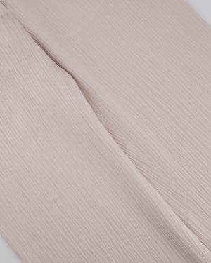 Off-White Light Pink Ribbed Satin Formal Straight Leg Trousers IT 38 (UK 6)