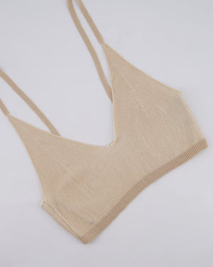 Jacquemus Beige Rib Knit Mini Shorts and Crop Top Set Size Small