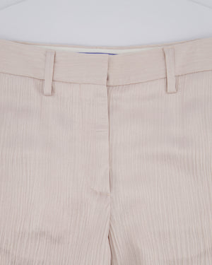 Off-White Light Pink Ribbed Satin Formal Straight Leg Trousers IT 38 (UK 6)