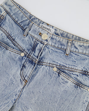 Chanel Blue Straight-Leg Jeans With Heart Silver CC Logo Buttons Size FR 34 (UK 6)