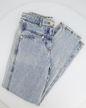 Chanel Blue Straight-Leg Jeans With Heart Silver CC Logo Buttons Size FR 34 (UK 6)