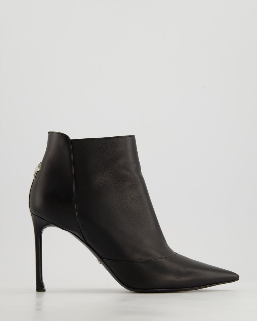 Christian Dior Stiletto Ankle Boots With Silver Metal Heel Detail Size EU 38.5