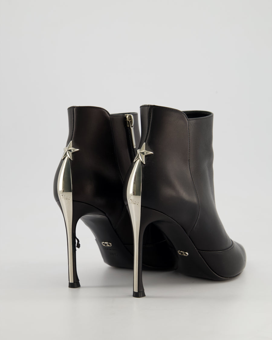 Christian Dior Stiletto Ankle Boots With Silver Metal Heel Detail Size EU 38.5
