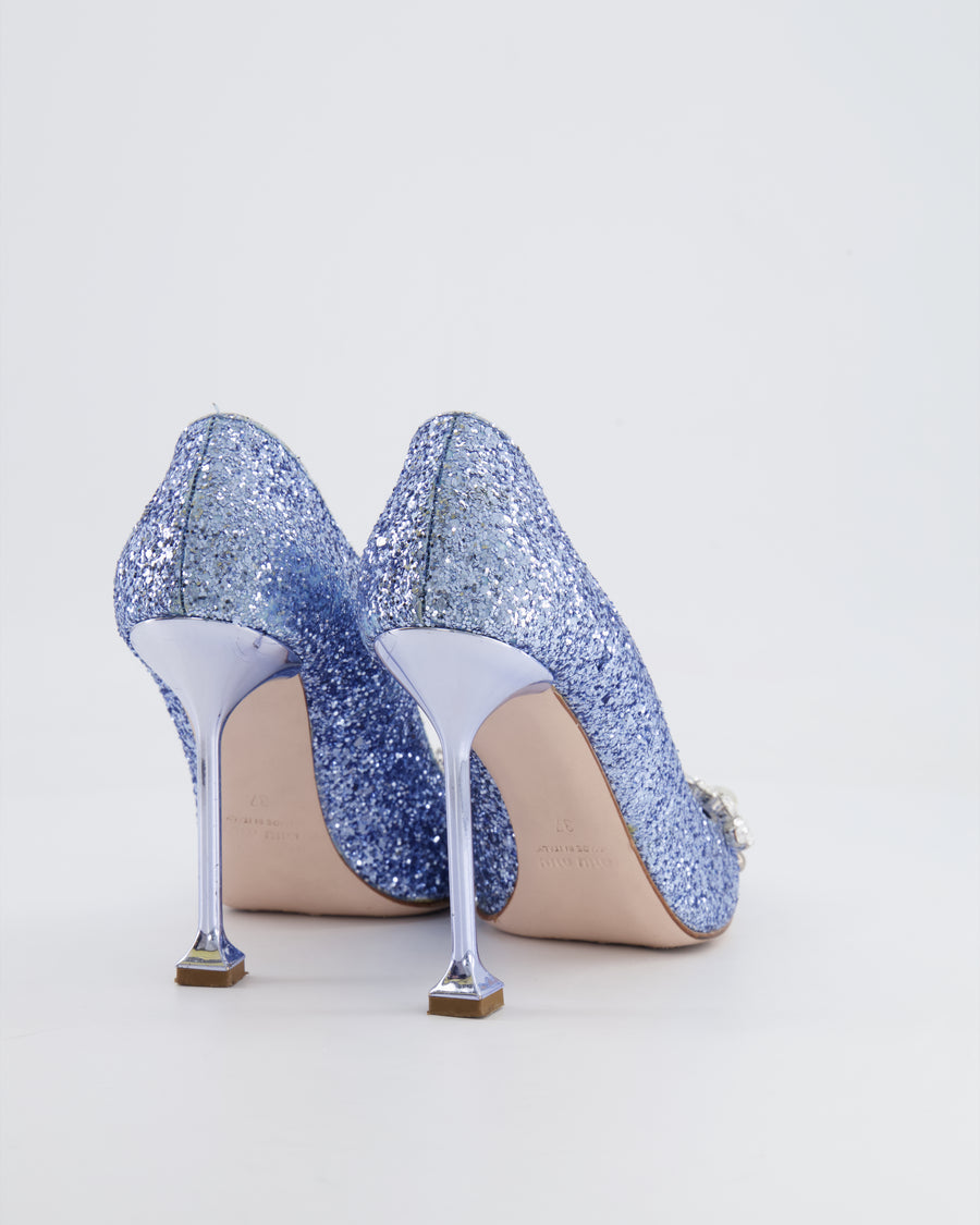 Miu Miu Lilac Sequin and Crystal-Embellished Pumps Size EU 37 RRP £950