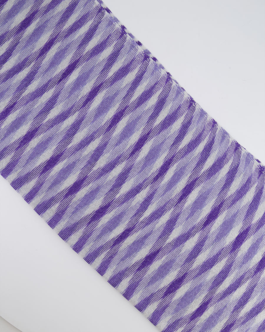 Missoni Purple and White Striped Metallic Scarf RRP £260
