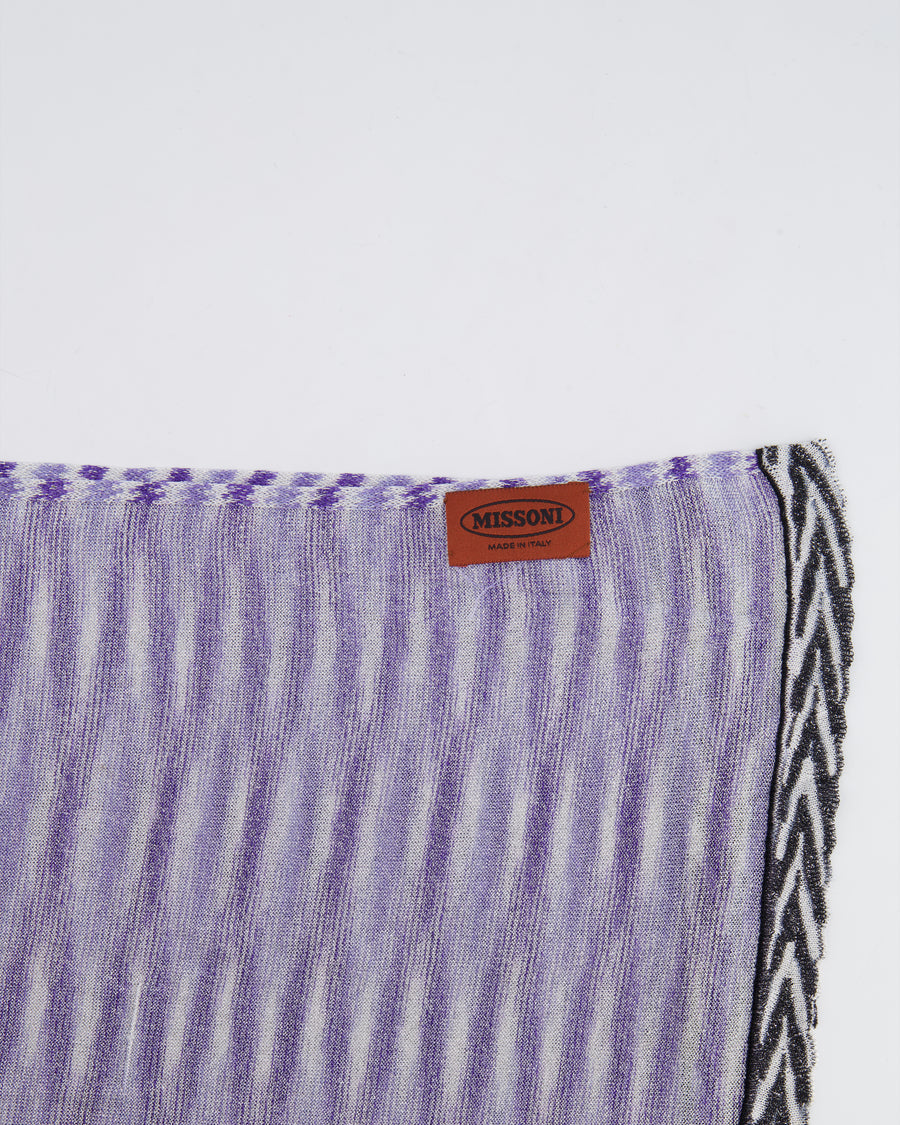 Missoni Purple and White Striped Metallic Scarf RRP £260