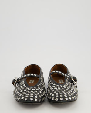 Alaïa Black Leather Crystal Embellished Ballet Flats Size EU 39 RRP £920
