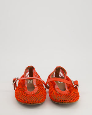 Alaïa Red Mesh and Patent Leather Ballet Flats Size EU 39 RRP £690