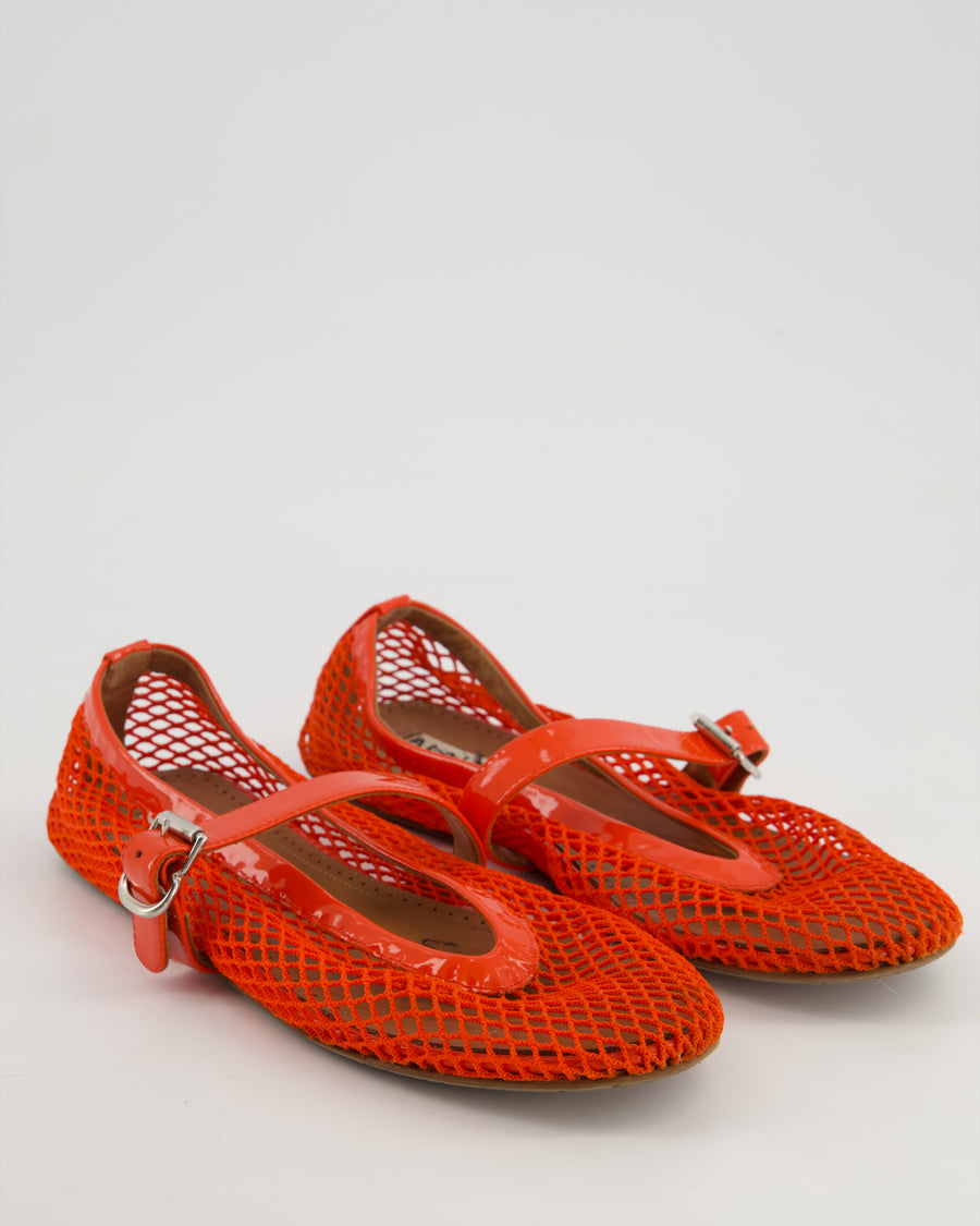 Alaïa Red Mesh and Patent Leather Ballet Flats Size EU 39 RRP £690